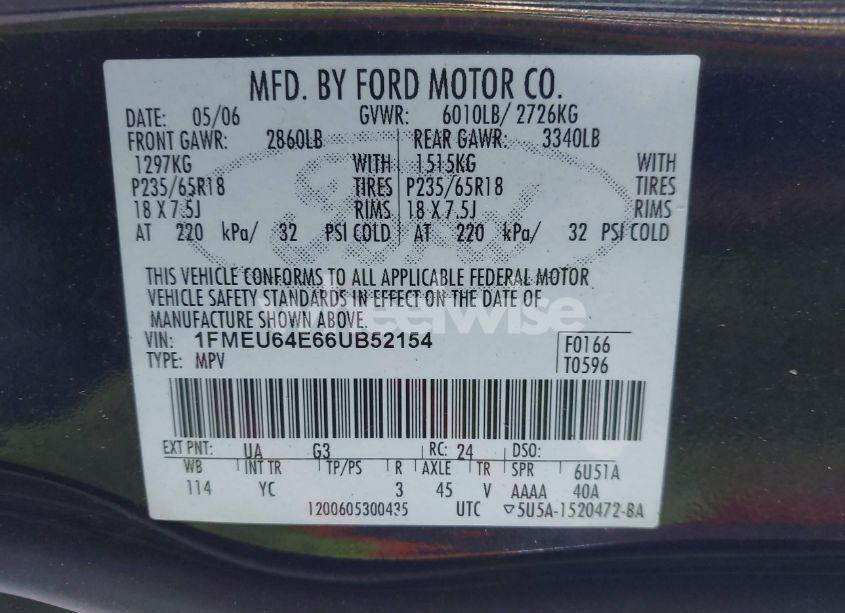 Photo 9 of 2006 Ford Explorer EDDIE BAUER (VIN 1FMEU64E66UB52154)