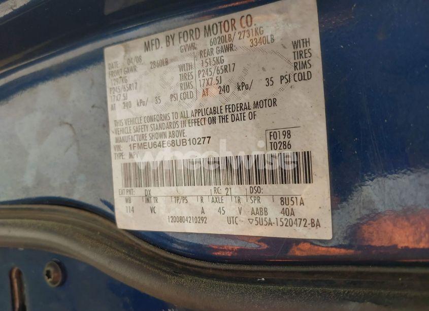 Photo 9 of 2008 Ford Explorer EDDIE BAUER (VIN 1FMEU64E68UB10277)