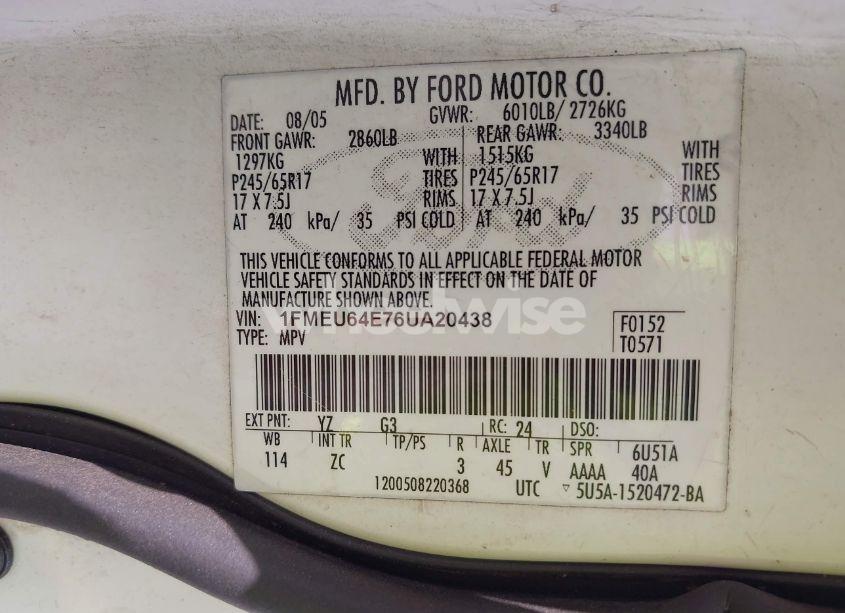 Photo 9 of 2006 Ford Explorer EDDIE BAUER (VIN 1FMEU64E76UA20438)