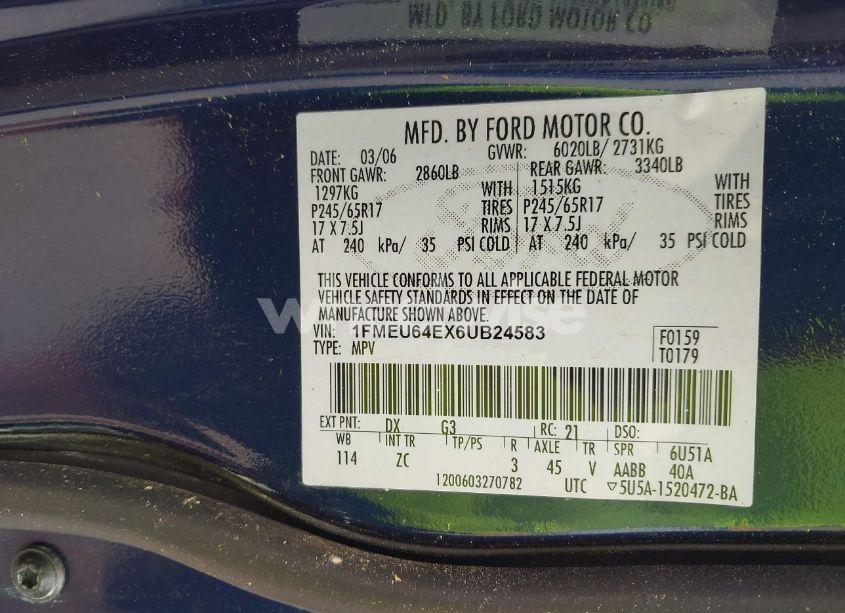 Photo 9 of 2006 Ford Explorer EDDIE BAUER (VIN 1FMEU64EX6UB24583)