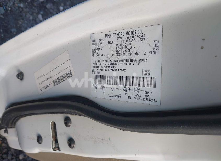 Photo 10 of 2010 Ford Explorer XLT (VIN 1FMEU6DE2AUA17262)