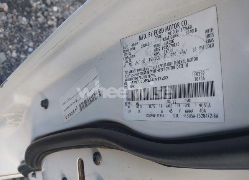 Photo 9 of 2010 Ford Explorer XLT (VIN 1FMEU6DE2AUA17262)