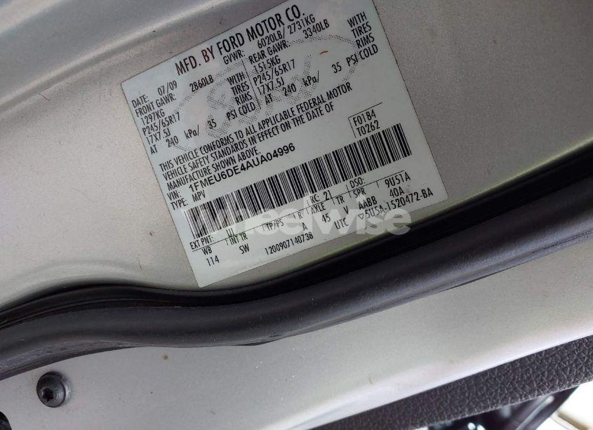 Photo 9 of 2010 Ford Explorer XLT (VIN 1FMEU6DE4AUA04996)