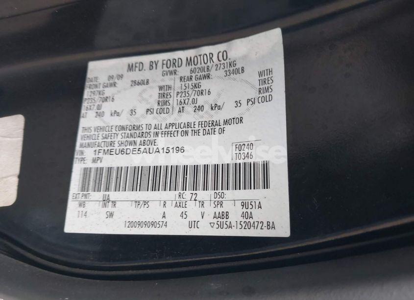 Photo 9 of 2010 Ford Explorer XLT (VIN 1FMEU6DE5AUA15196)