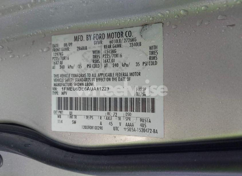 Photo 9 of 2010 Ford Explorer XLT (VIN 1FMEU6DE6AUA11223)