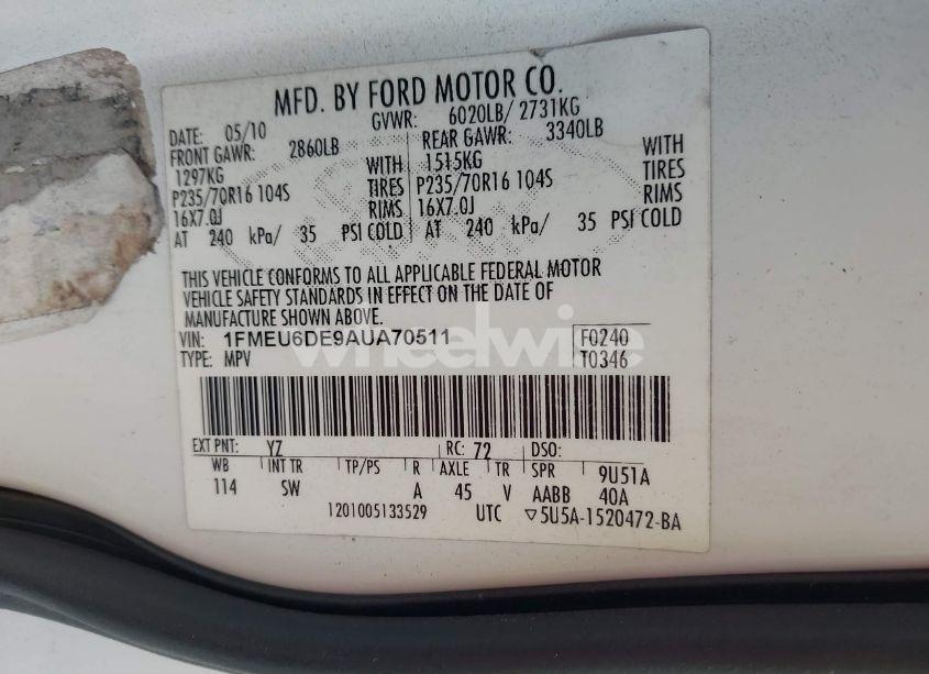 Photo 9 of 2010 Ford Explorer XLT (VIN 1FMEU6DE9AUA70511)