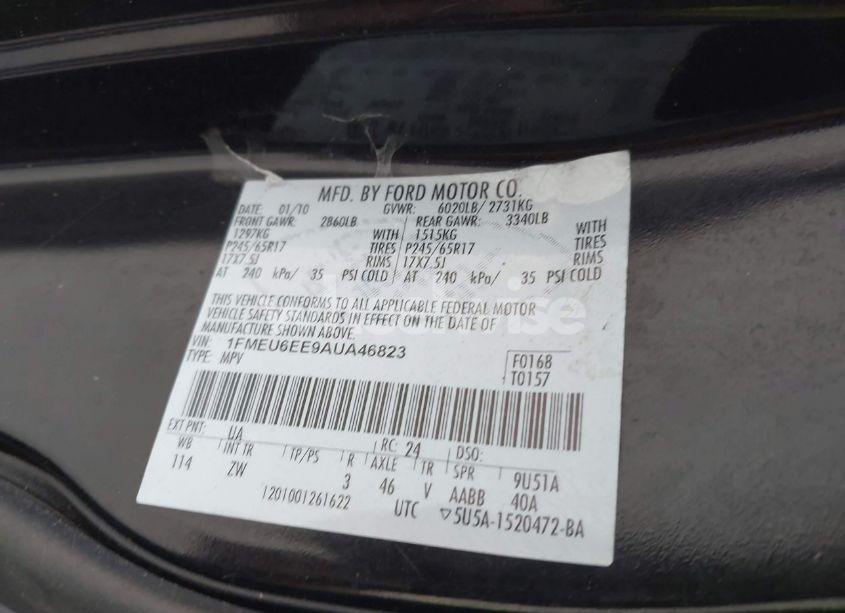 Photo 9 of 2010 Ford Explorer EDDIE BAUER (VIN 1FMEU6EE9AUA46823)