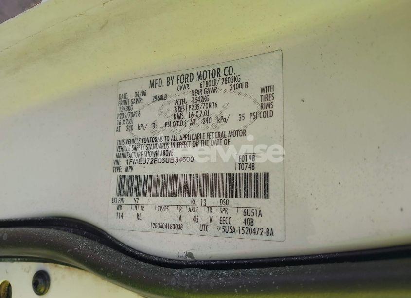 Photo 9 of 2006 Ford Explorer XLS (VIN 1FMEU72E06UB34600)