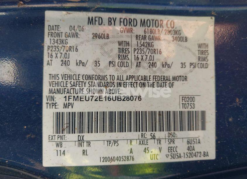 Photo 9 of 2006 Ford Explorer XLS (VIN 1FMEU72E16UB28076)