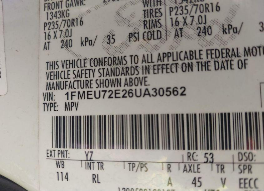 Photo 9 of 2006 Ford Explorer XLS (VIN 1FMEU72E26UA30562)