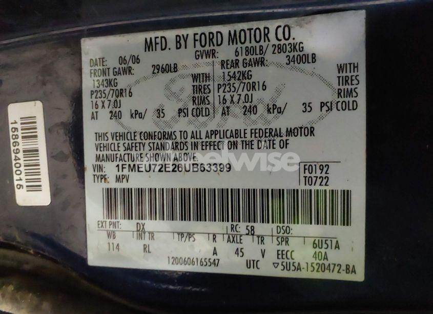 Photo 9 of 2006 Ford Explorer XLS (VIN 1FMEU72E26UB63399)