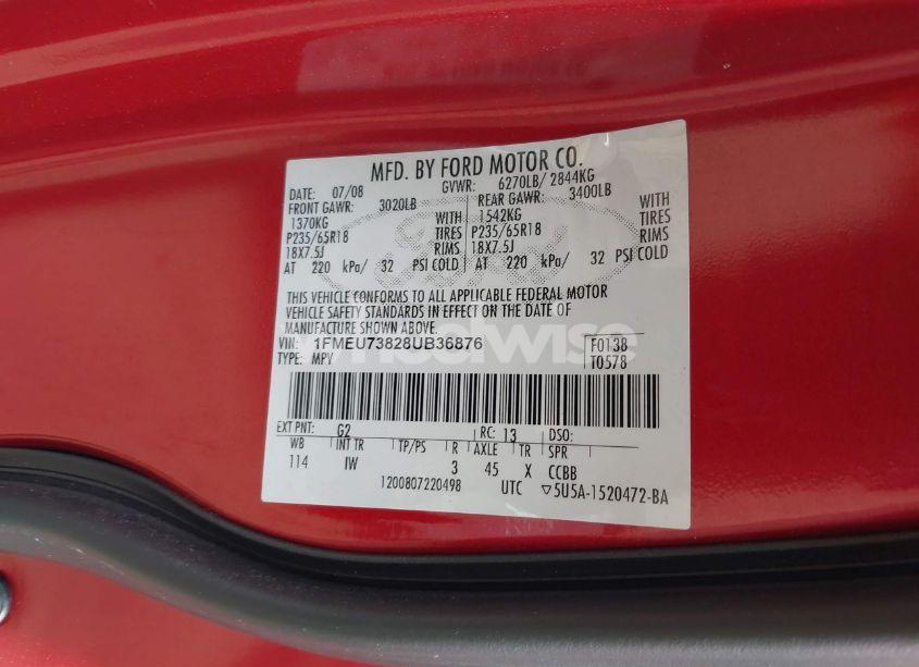 Photo 9 of 2008 Ford Explorer XLT (VIN 1FMEU73828UB36876)