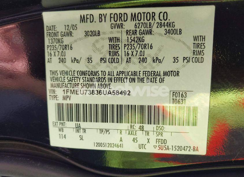 Photo 9 of 2006 Ford Explorer XLT (VIN 1FMEU73836UA58492)