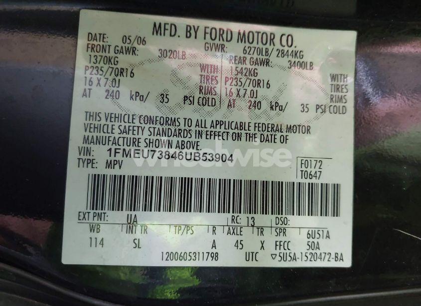 Photo 9 of 2006 Ford Explorer XLT (VIN 1FMEU73846UB53904)