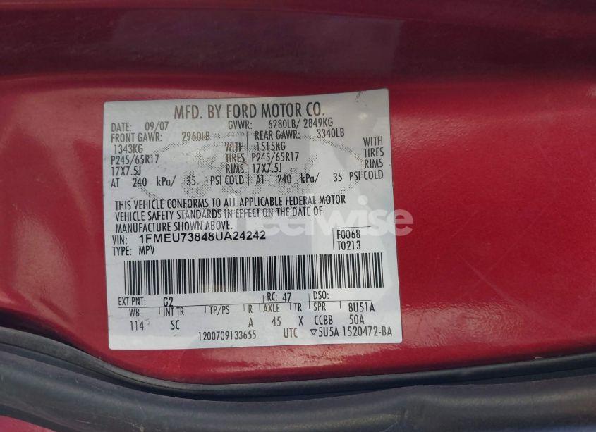 Photo 9 of 2008 Ford Explorer XLT (VIN 1FMEU73848UA24242)