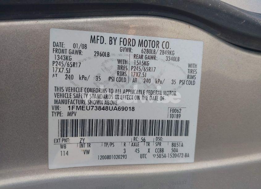 Photo 9 of 2008 Ford Explorer XLT (VIN 1FMEU73848UA69018)