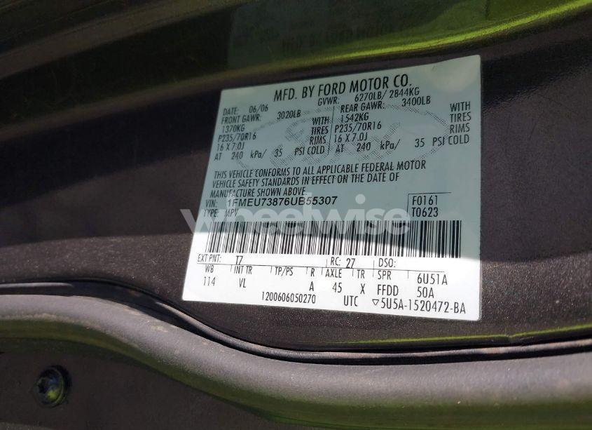 Photo 9 of 2006 Ford Explorer XLT (VIN 1FMEU73876UB55307)