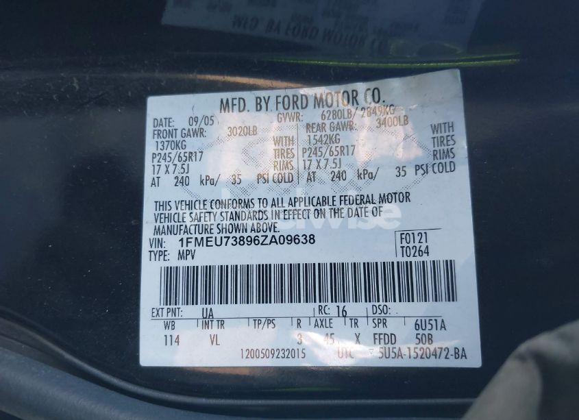 Photo 9 of 2006 Ford Explorer XLT (VIN 1FMEU73896ZA09638)