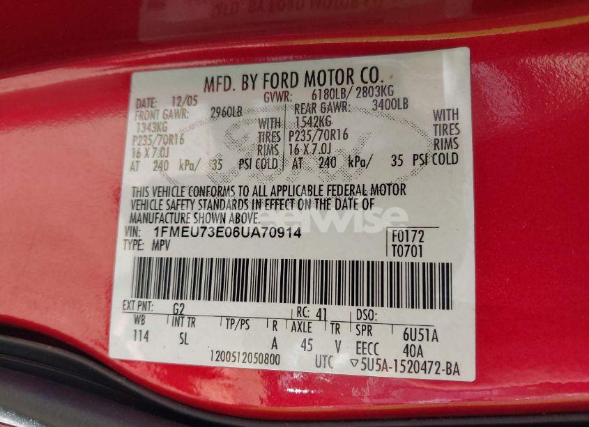 Photo 9 of 2006 Ford Explorer XLT (VIN 1FMEU73E06UA70914)