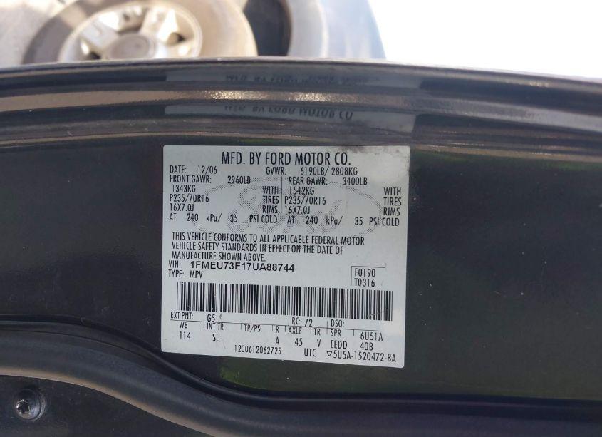 Photo 9 of 2007 Ford Explorer XLT (VIN 1FMEU73E17UA88744)