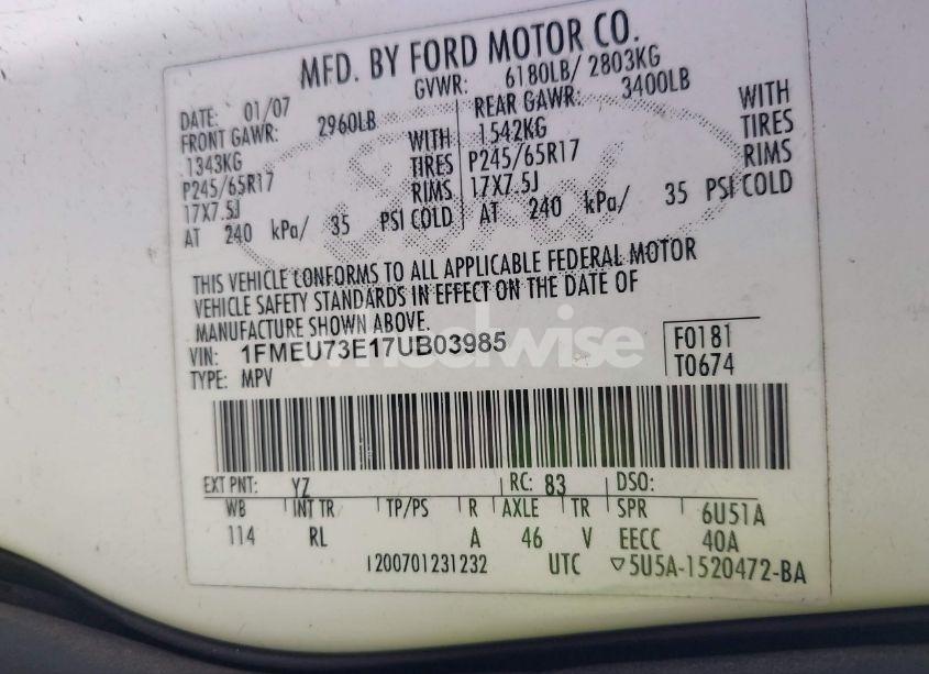 Photo 9 of 2007 Ford Explorer XLT (VIN 1FMEU73E17UB03985)