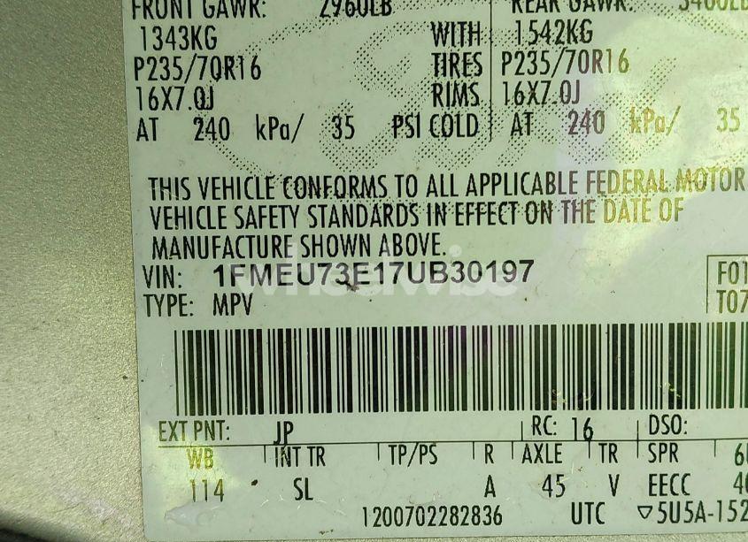 Photo 9 of 2007 Ford Explorer XLT (VIN 1FMEU73E17UB30197)