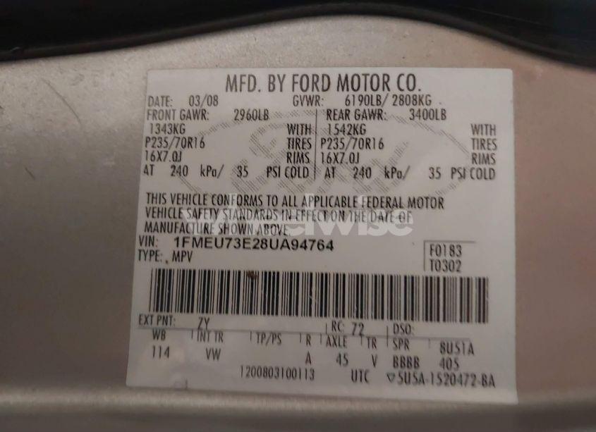 Photo 9 of 2008 Ford Explorer XLT (VIN 1FMEU73E28UA94764)