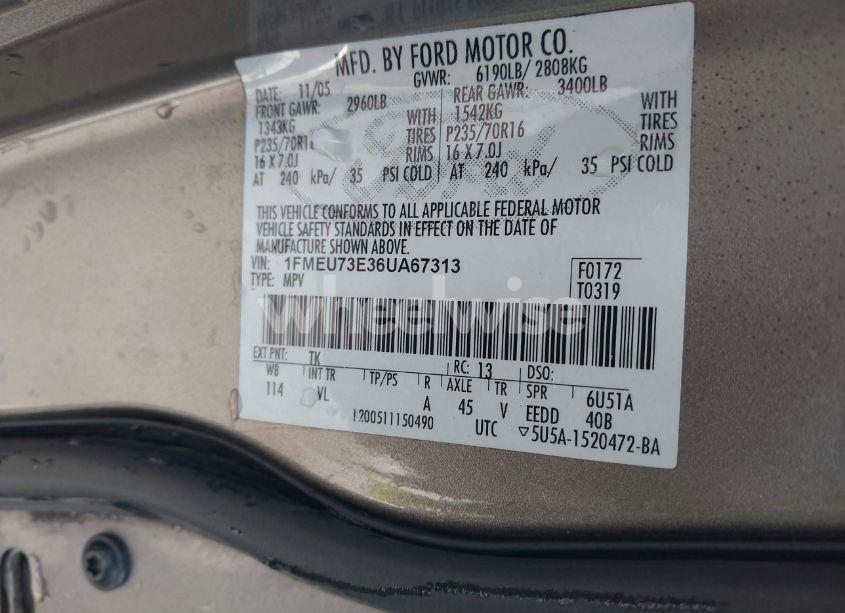 Photo 9 of 2006 Ford Explorer XLT (VIN 1FMEU73E36UA67313)