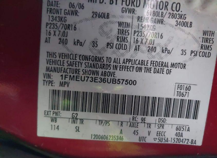 Photo 9 of 2006 Ford Explorer XLT (VIN 1FMEU73E36UB57500)