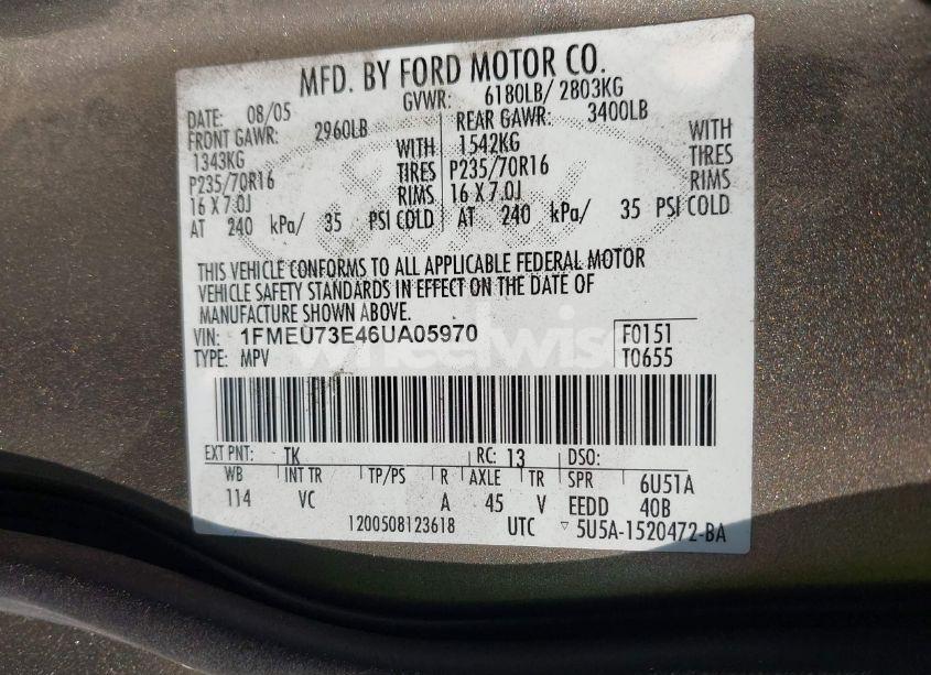 Photo 9 of 2006 Ford Explorer XLT (VIN 1FMEU73E46UA05970)