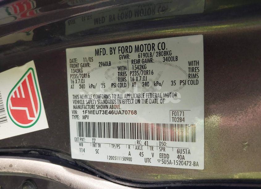 Photo 9 of 2006 Ford Explorer XLT (VIN 1FMEU73E46UA70768)