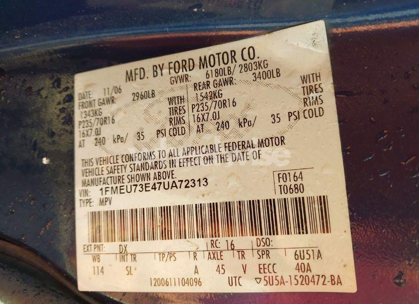 Photo 9 of 2007 Ford Explorer XLT (VIN 1FMEU73E47UA72313)