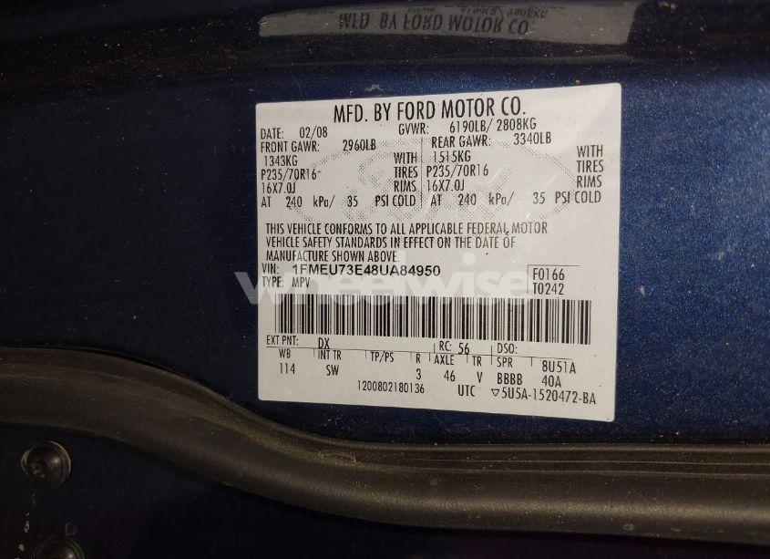 Photo 9 of 2008 Ford Explorer XLT (VIN 1FMEU73E48UA84950)