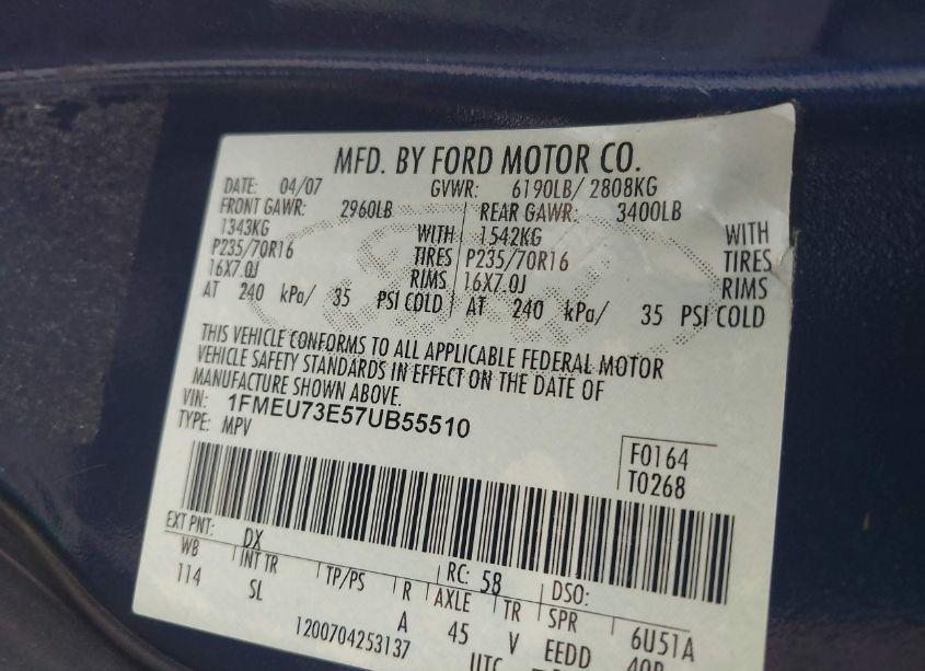 Photo 9 of 2007 Ford Explorer XLT (VIN 1FMEU73E57UB55510)