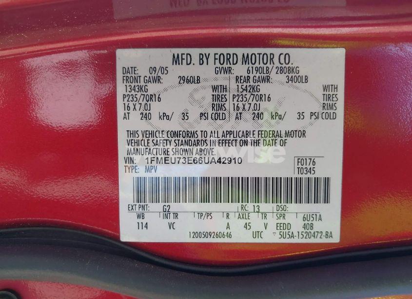 Photo 9 of 2006 Ford Explorer XLT (VIN 1FMEU73E66UA42910)