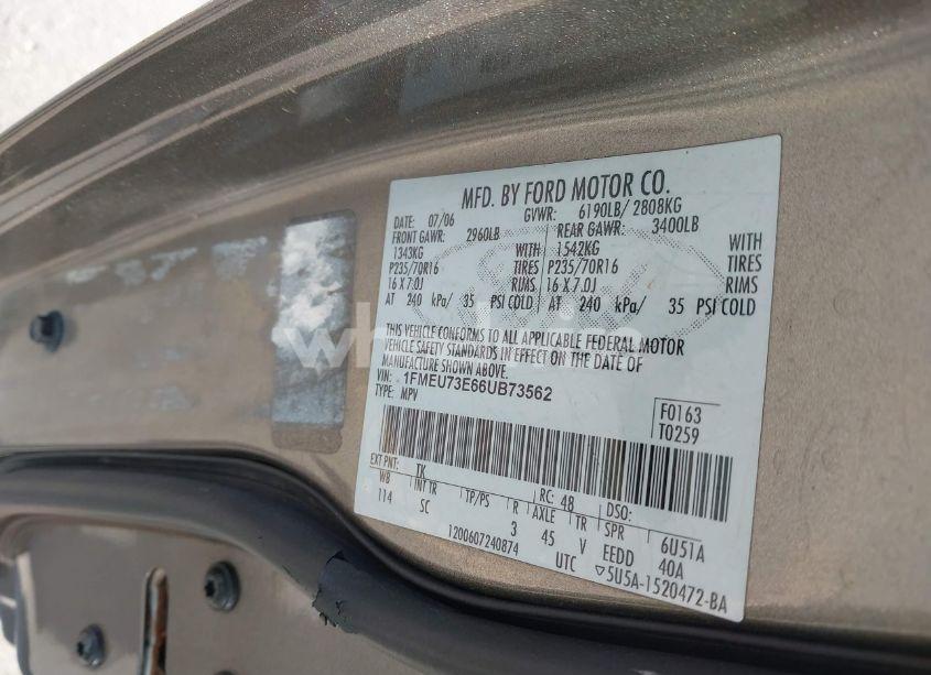 Photo 9 of 2006 Ford Explorer XLT (VIN 1FMEU73E66UB73562)