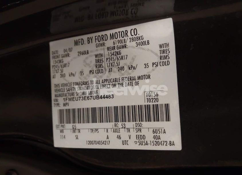 Photo 9 of 2007 Ford Explorer XLT (VIN 1FMEU73E67UB44483)