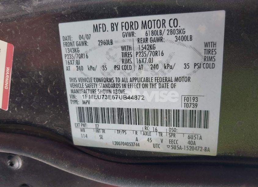 Photo 9 of 2007 Ford Explorer XLT (VIN 1FMEU73E67UB44872)