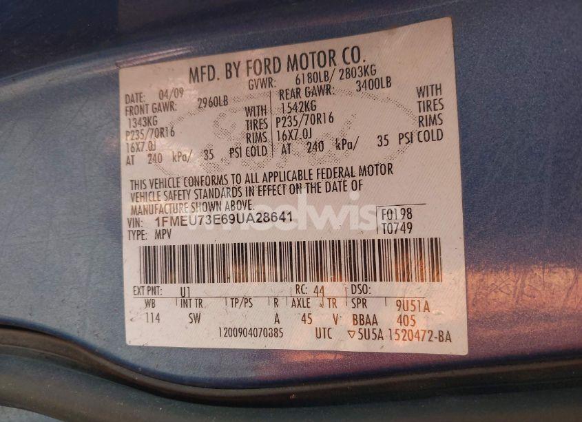 Photo 9 of 2009 Ford Explorer XLT (VIN 1FMEU73E69UA28641)