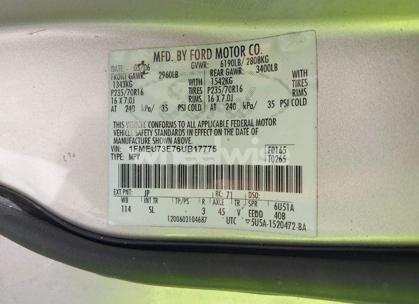 Photo 9 of 2006 Ford Explorer XLT (VIN 1FMEU73E76UB17775)