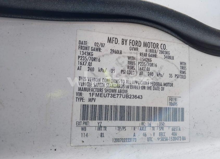 Photo 9 of 2007 Ford Explorer XLT (VIN 1FMEU73E77UB23643)