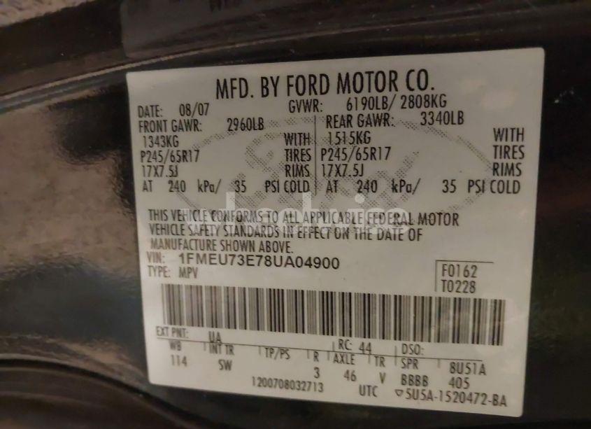 Photo 9 of 2008 Ford Explorer XLT (VIN 1FMEU73E78UA04900)