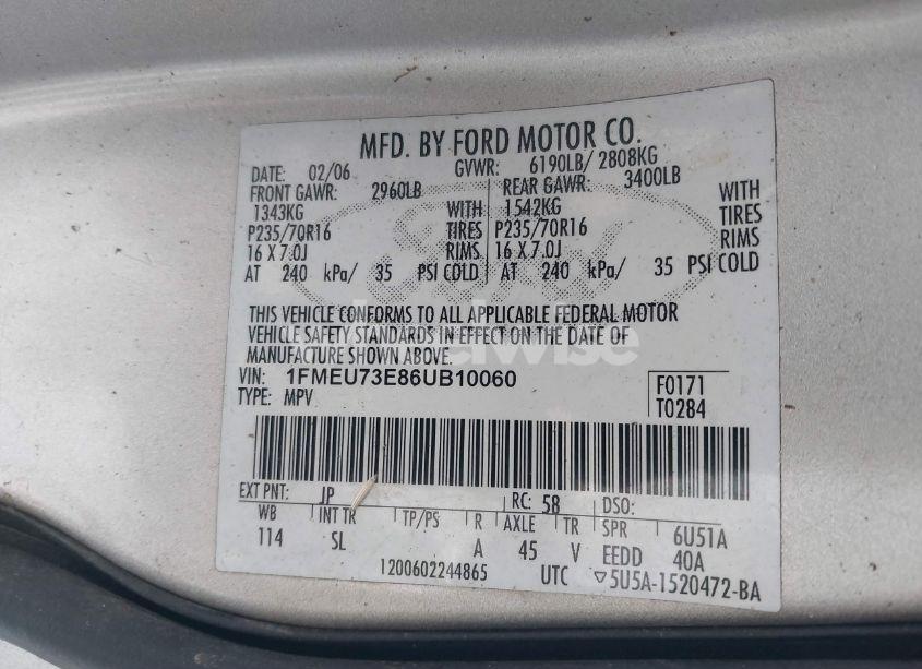 Photo 9 of 2006 Ford Explorer XLT (VIN 1FMEU73E86UB10060)