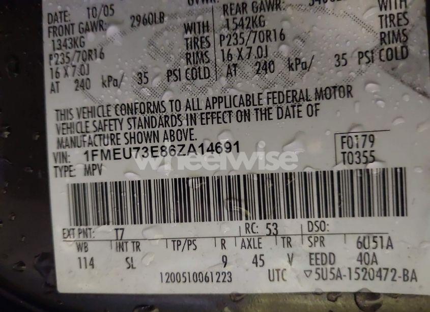 Photo 9 of 2006 Ford Explorer XLT (VIN 1FMEU73E86ZA14691)