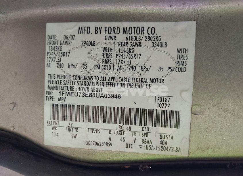 Photo 9 of 2008 Ford Explorer XLT (VIN 1FMEU73E88UA03948)