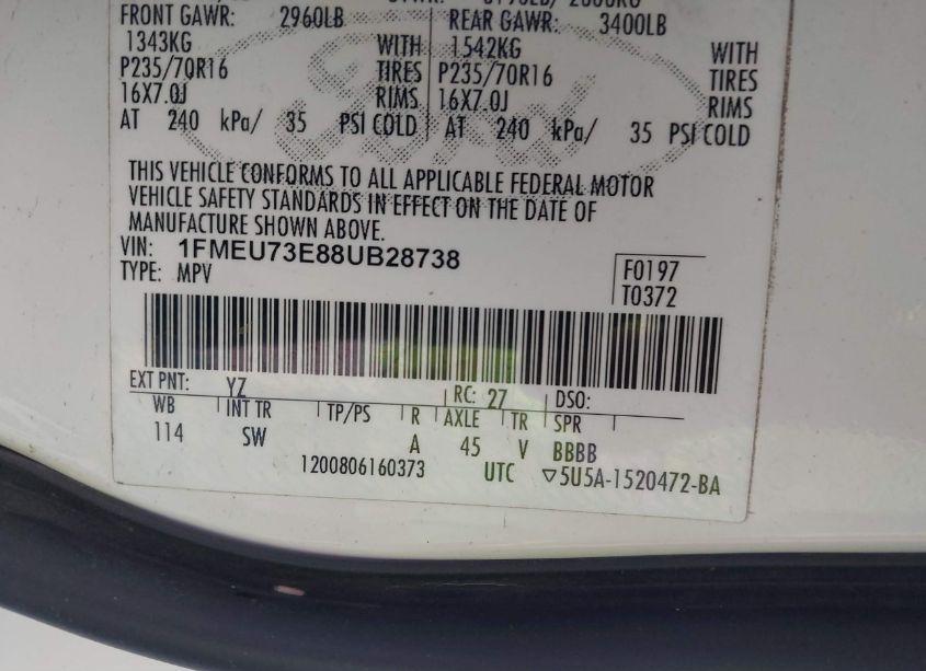 Photo 9 of 2008 Ford Explorer XLT (VIN 1FMEU73E88UB28738)