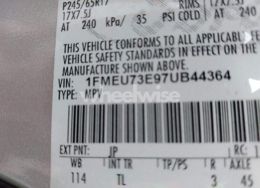 Photo 9 of 2007 Ford Explorer XLT (VIN 1FMEU73E97UB44364)