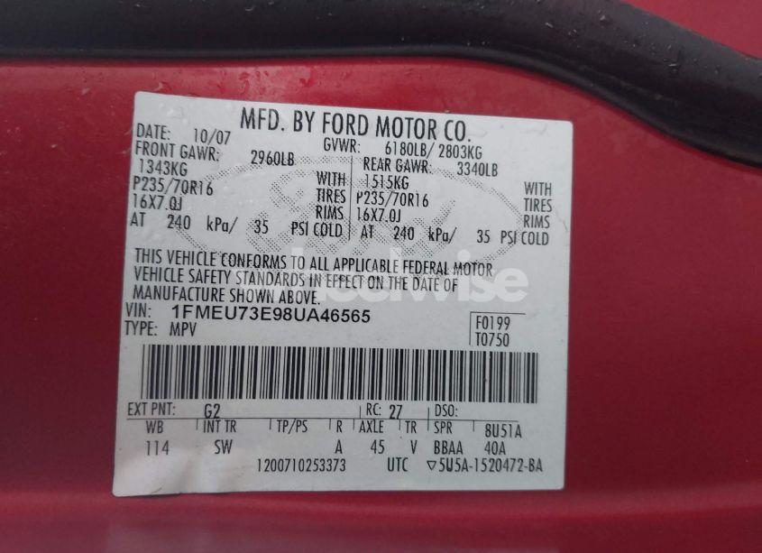 Photo 9 of 2008 Ford Explorer XLT (VIN 1FMEU73E98UA46565)