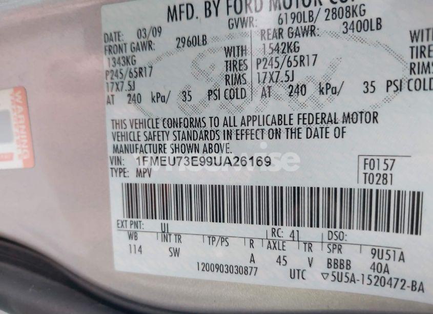 Photo 9 of 2009 Ford Explorer XLT (VIN 1FMEU73E99UA26169)