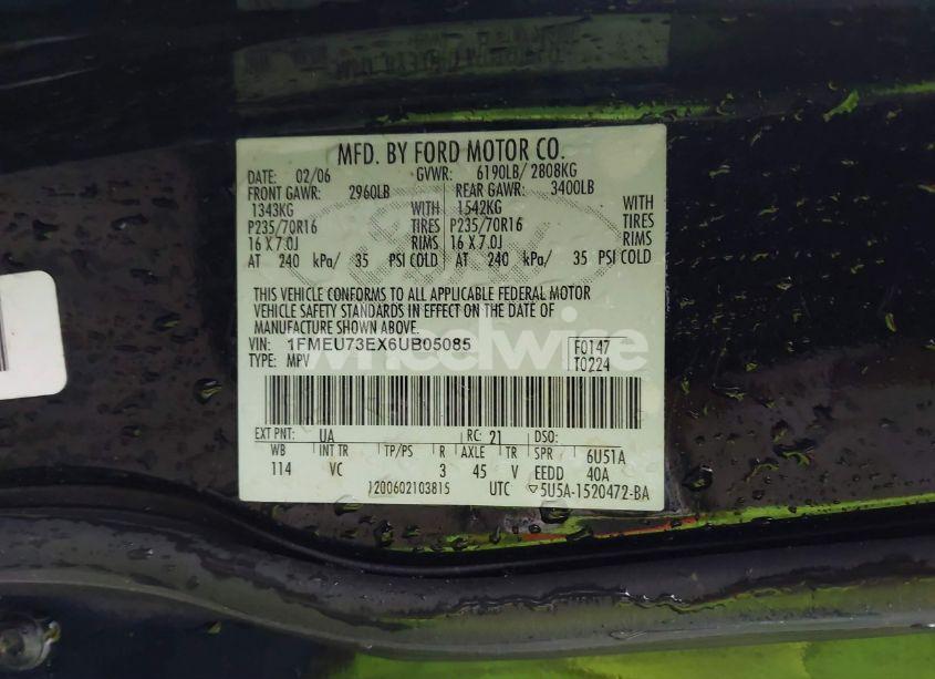 Photo 9 of 2006 Ford Explorer XLT (VIN 1FMEU73EX6UB05085)